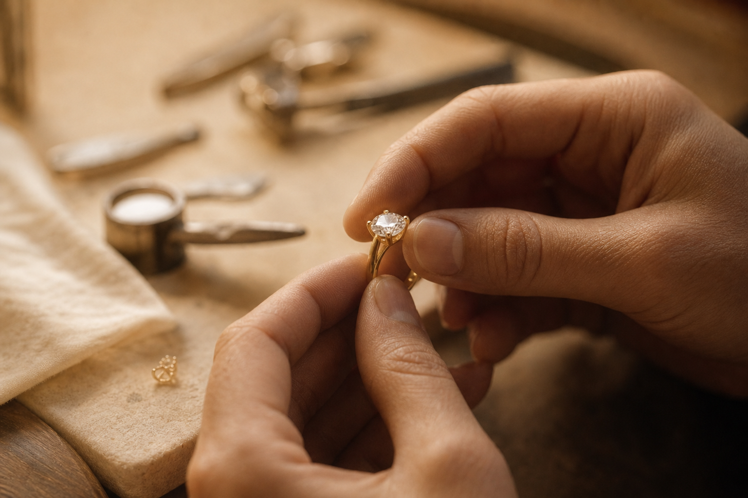 Artisane fabriquant une bague